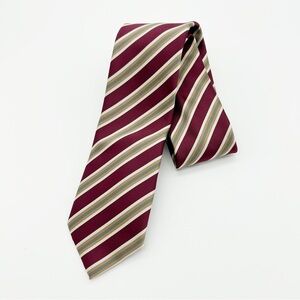 Colours Alexander Julian Men's Necktie Burgundy Tan White Striped Haberdasherie